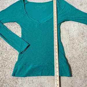 Free‎ People Indie Sleaze Green Waffle Knit Thermal Long Sleeve Top S 7S624 thumbnail 2