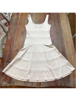 Josie Natori Cream Ivory Fit Flare A-Line Knit Dress XS thumbnail 10