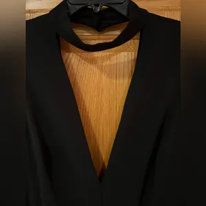 Windsor Black Deep V-Neck & Deep V-Back Cropped Wide Leg‎ Jumpsuit Size Medium thumbnail 4
