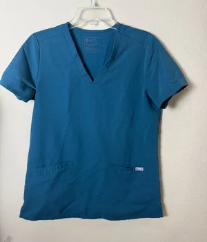 FIGS Casma Three Pocket Scrub Scrubs Top Teal Size Small thumbnail 1