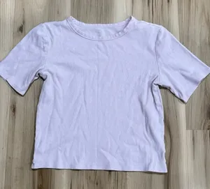 Aerie Light Purple Cropped Short Sleeve Shirt Women’s Medium thumbnail 1