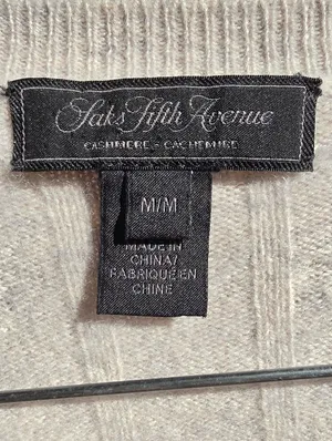 SAKS FIFTH AVENUE Heather Grey Cashmere Sweater M (Has Marks) thumbnail 2