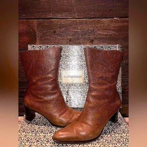 vintage A. Marinelli boots by Marinelli Genuine Leather Floral Embossed thumbnail 3