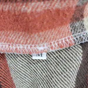 Womens‎ Shirt Size M Orange Plaid Flannel Button Down Long Sleeve Shaket Casual thumbnail 8