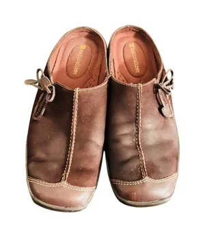 Naturalizer Detail Vintage brown leather slip on mules clogs sz 6 thumbnail 1