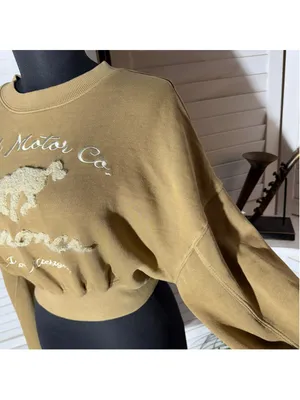 Ford Motor Bronco cropped sweatshirt brown cotton cowgirl western country rodeo thumbnail 7