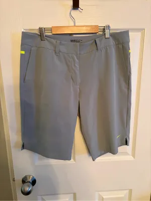 Nike Golf Tour Performance shorts, light grey color, with neon accents, Size 10 thumbnail 2