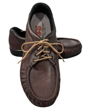 SAS women’s size 7.5 Brown Leather Comfort Walking Shoes Lace Up Moccasin Flats thumbnail 1