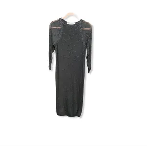 Vintage Nancy Johnson Lambswool Beaded Dress Black Size XS thumbnail 8