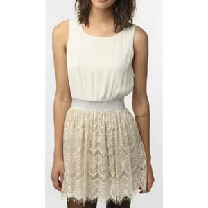 Anthropologie Pins & Needles Party Dress Women Medium Cream Sparkle Lace Boho thumbnail 10