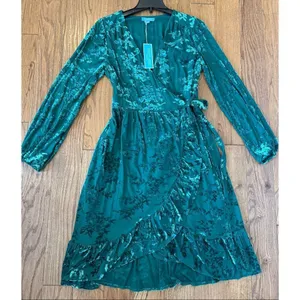 Draper James RSVP NWT velvet burnout faux wrap dress size small thumbnail 8
