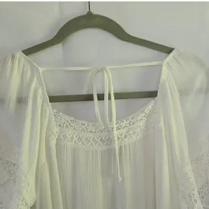 NWT American Rag White Crochet Detail Square Neck Short Sleeve Women's Small‎ thumbnail 4