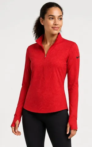 Nike Dri-FIT Floral Jacquard Half Zip Running Pullover Women’s S Red thumbnail 1