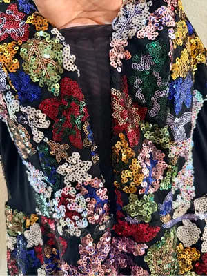 NWT Giffniseti Sequin Floral Mini Dress Size M Lace Up Back Party thumbnail 4