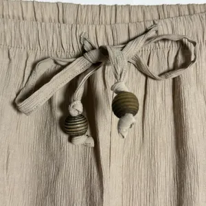 Zara Womens Beige Textured Wide Leg Drawstring Pants Viscose Blend Size‎ Large thumbnail 6