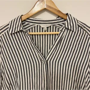 Lucky Brand Button Down Shirt Tunic Dress Size Large Striped Boho Beach Cover Up thumbnail 2