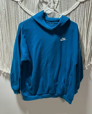 Nike Teal Blue Pullover Hoodie with Small White Swoosh thumbnail 1