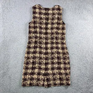 Talbots Petites Pure Silk Plaid Sheath Dress Women 10 Brown Beige Sleeveless‎ thumbnail 2
