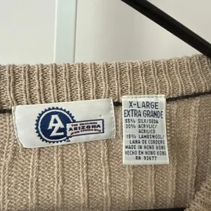 Arizona XL Tan Sweater Silk Lambswool‎ Ribbed Grandpacore Academia Trim Preppy thumbnail 4