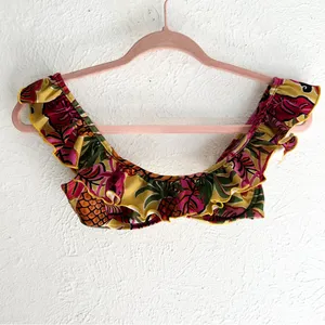 Farm Rio Fruit Dream Ruffle Underwire Bikini Top Small Yellow thumbnail 3