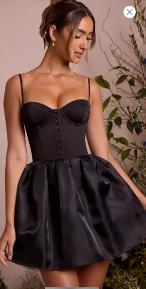 Oh Polly Black Corset Dress thumbnail 1