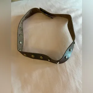 Studded Brown Leather Necklace thumbnail 5