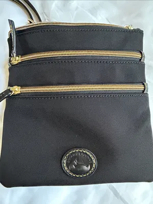 Dooney & Bourke Black Nylon Triple-Zip Crossbody with Gold Hardware thumbnail 2
