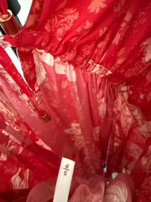 Free People Red Pink Floral Open Back Mini Dress Romantic Fairy Boho S thumbnail 4
