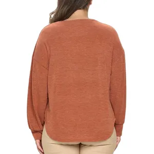 Yelete‎ Womens Medium Rust Burnt Orange Dolman Sleeve Knit Top Oversized Boho thumbnail 10