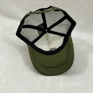 Jacks Surfboards Pray For Surf Embroidered Olive Green White Surfer Trucker Mesh SnapBack Hat Cap thumbnail 6