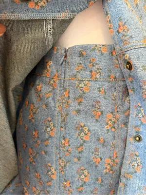 Floral denim romper thumbnail 4