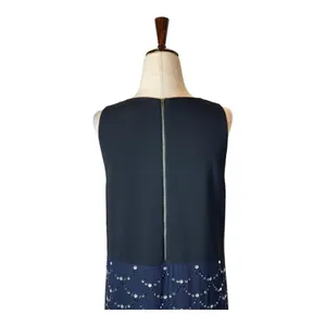 Diane Von Furstenberg Dress Women 4 Blue Black Silk Jeweled Shift Mini‎ Cocktail thumbnail 4