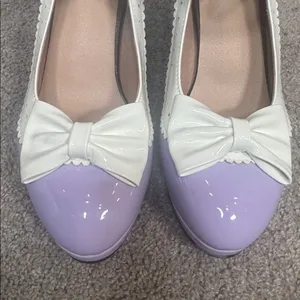 Women’s Purple Chunky Heel Mary Jane Pumps Cute Bow Round Toe Size 8 NEW thumbnail 4