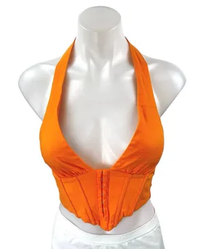 Princess Polly Orange Sleeveless Halter Corset Bustier Cami Crop Top Size 0 thumbnail 1