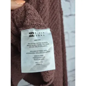 NWT Billabong Hot Beachin Cropped Hooded Knit Sweater Mauve Brown M slouchy fall thumbnail 8