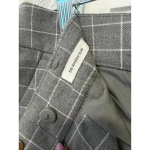 LOFT Grey Windowpane Plaid Straight Leg Trousers Dress Pants Womens Mid Rise 10 thumbnail 15