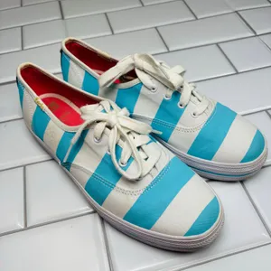 Keds X Kate Spade Cabana Stripe Platform Sneakers Women 7 White‎ Blue Nautical thumbnail 2