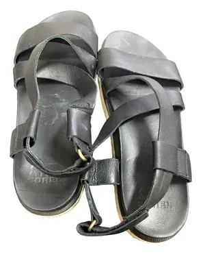 Sorel wms black leather open toe casual sandals shoes sz8 SKU 9997 thumbnail 15