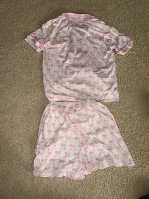 adorable pink bow pajama set thumbnail 2