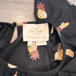 Kate Spade New‎ York Pineapple Print Ruffle Dress XS Black Short Sleeve thumbnail 4