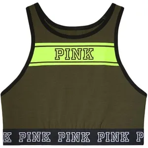 PINK Victoria’s Secret Olive Green Logo Reverse Racerback Bra Top thumbnail 3