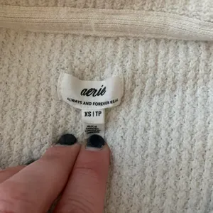 ​Aerie Cream Waffle Knit Henley Sweater‎ Oversized Button Front Soft Cottagecore thumbnail 4