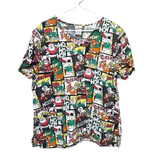 Women's Rudolph Scrub Top XL Cartoon Christmas Hermey the dentist Santa Frosty thumbnail 1