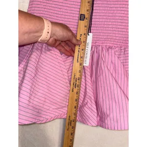 Self Contrast Pink Striped Smocked Ruffle Mini Skirt 100%‎ cotton Barbiecore NEW thumbnail 4