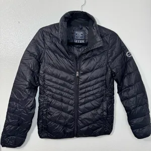 Abercrombie & Fitch Navy down packable puffer jacket thumbnail 1