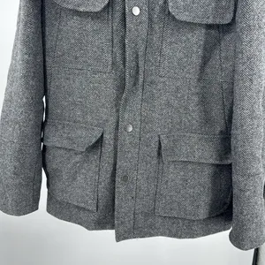 DKNY Charcoal Herringbone wool blend coat zip and button closure winter warm xl thumbnail 8