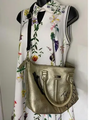 COLE HAAN Tote Bag Gold Customized w Graffiti thumbnail 13
