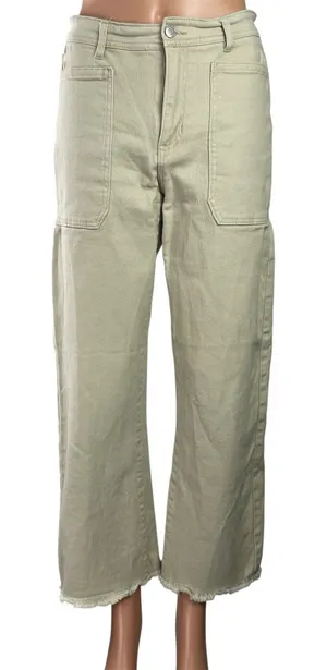 Forever 21 Women's Beige High Rise Wide Leg Raw Hem Baggy Denim Jeans Size 27 thumbnail 1