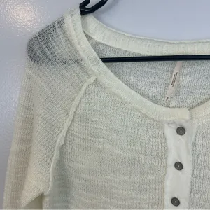 Free People Mountain Song Cream/Ivory Pullover Lightweight Mesh Sweater Small thumbnail 3