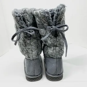 Muk Luks Cozy Grey Cable Knit & Faux Suede Sherpa Boots thumbnail 5